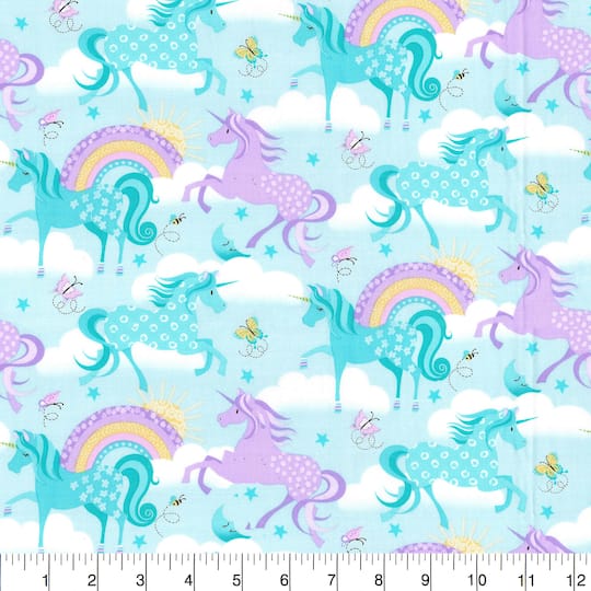 Fabric Traditions Purple Unicorn Cotton Fabric